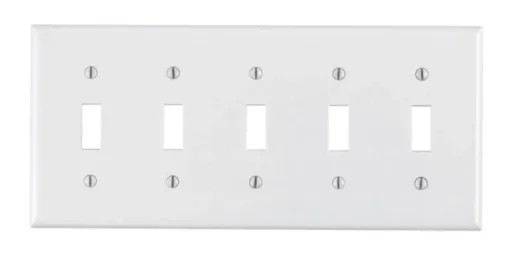 Leviton White 5 gang Plastic Toggle Wall Plate 1 pk