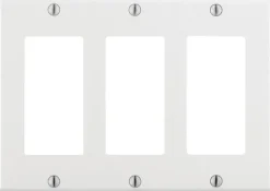 Leviton White 3 gang Plastic GFCI/Rocker Wall Plate 1 pk (Pack of 10)