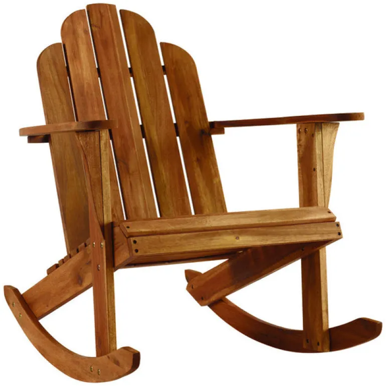 Linon Home Decor Tahoe Brown Wood Frame Adirondack Rocking Chair