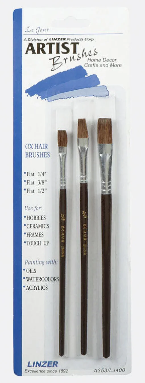 Linzer 1/4, 3/8, and 1/2 in. W Flat Artist Paint Brush Set (Pack of 12)