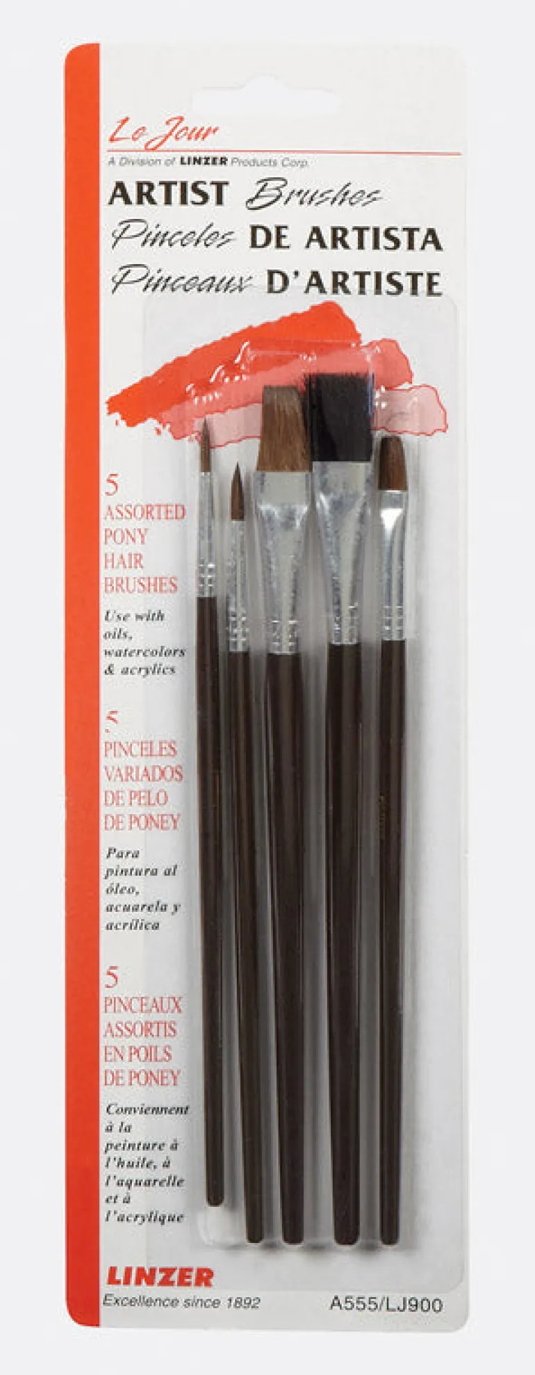 Linzer .1 in. W Assorted Artist Paint Brush Set (Pack of 12)