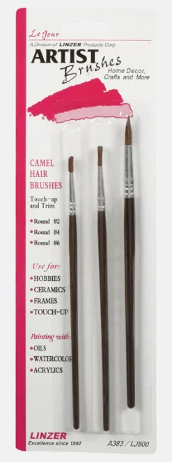 Linzer No. 2, 4, 6 W Round Artist Paint Brush Set (Pack of 12)