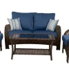 Living Accents 8799330 Blue 4 Piece Living Accents Charleston Dining Set With Brown Frame