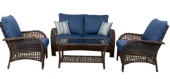 Living Accents 8799330 Blue 4 Piece Living Accents Charleston Dining Set With Brown Frame
