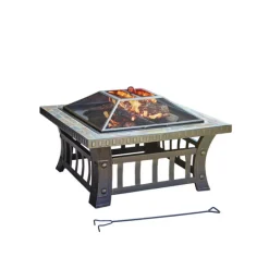 Living Accents 30 in. W Steel Square Wood Fire Pit