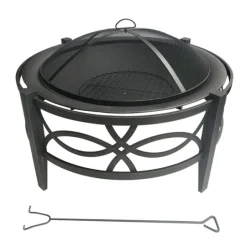 Living Accents 35 in. W Steel Round Wood Fire Pit