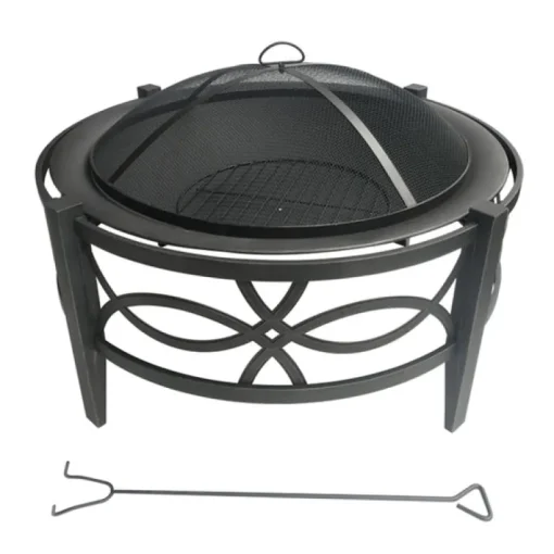 Living Accents 35 in. W Steel Round Wood Fire Pit