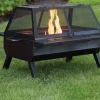Living Accents Rectangular deep fire bowl Wood Fire Pit/Grill 26 in. H x 26 in. W x 35 in. D Steel
