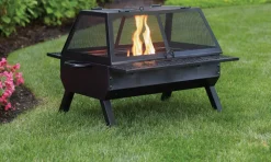 Living Accents Rectangular deep fire bowl Wood Fire Pit/Grill 26 in. H x 26 in. W x 35 in. D Steel