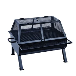 Living Accents Rectangular deep fire bowl Wood Fire Pit/Grill 26 in. H x 26 in. W x 35 in. D Steel