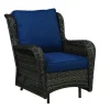 Living Accents Avondale Brown Wicker Frame Deep Seating Bench Glider Navy Blue