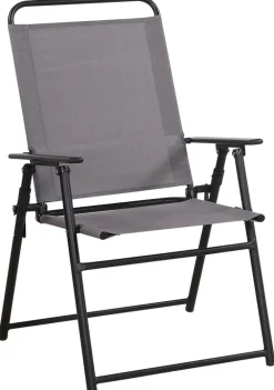 Living Accents Black Powder Coated Steel Frame & Fabric Seat Sling Chair 250 lbs. Capacity