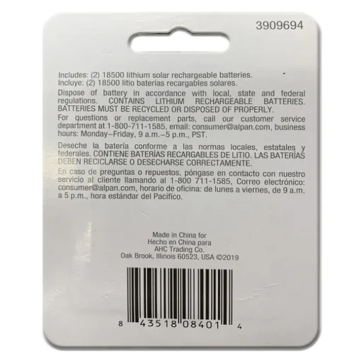 Living Accents Lithium Phosphate Rechargeable Battery 18,500 1000 mAh 3.2V for Solar Powered Lights