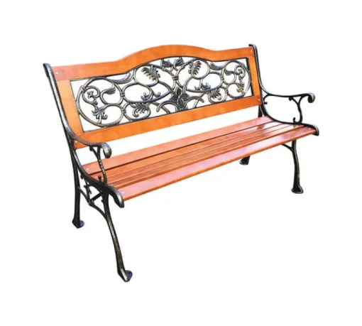Living Accents Outdoor Bench Cast Iron 33.7 in. H x 24.4 in. L x 50.6 in. D