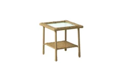 Living Accents Palmaro Tan Square Glass/Steel Side Table