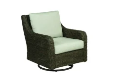 Living Accents Rochdale Brown Wicker Frame Swivel Chair Gray (Pack of 2)