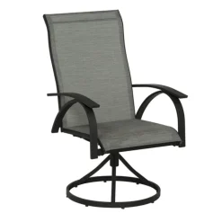 Living Accents Roscoe Black Steel Frame Sling Swivel Chair (Pack of 2)