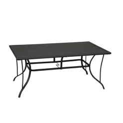 Living Accents Roscoe Black Rectangular Steel Slat Top Dining Table