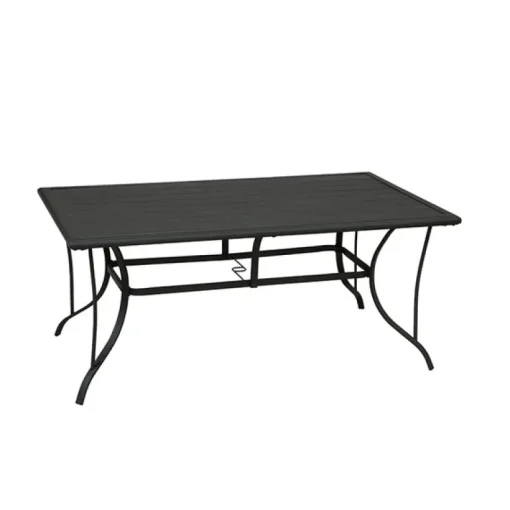 Living Accents Roscoe Black Rectangular Steel Slat Top Dining Table