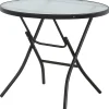 Living Accents Round Black Glass Folding Table