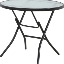 Living Accents Round Black Glass Folding Table