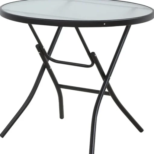 Living Accents Round Black Glass Folding Table