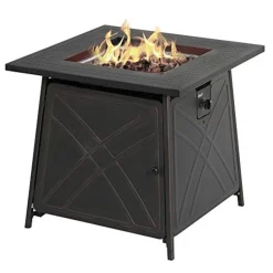 Living Accents Steel Brown Square Propane Fire Pit 50,000 BTU 25.5 H x 28 W x 28 D in.