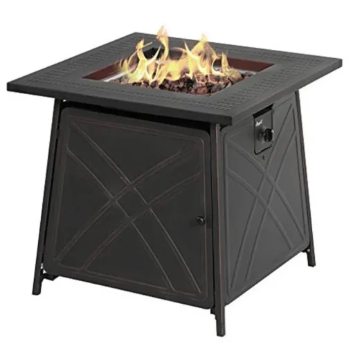 Living Accents Steel Brown Square Propane Fire Pit 50,000 BTU 25.5 H x 28 W x 28 D in.