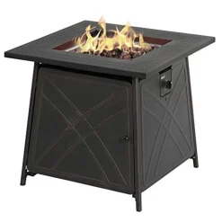 Living Accents Steel Brown Square Propane Fire Pit 50,000 BTU 25.5 H x 28 W x 28 D in.