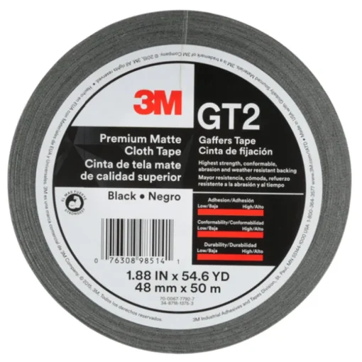 3M 1.88 in. W X 54.6 yd L Black Gaffer's Tape