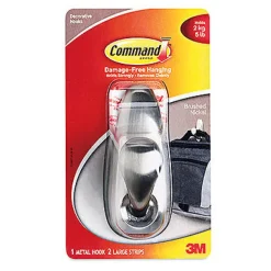 3M Command 4-1/8 in. L Brushed Nickel Metal Large Forever Classic Coat/Hat Hook 5 lb. capacity