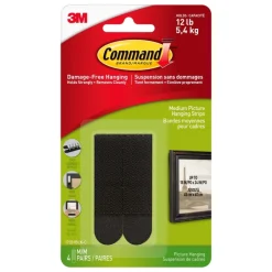 3M Command Black Medium Picture Hanging Strips 12 lb 8 pk