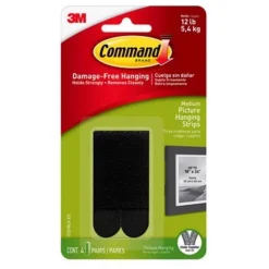 3M Command Black Medium Picture Hanging Strips 12 lb 8 pk