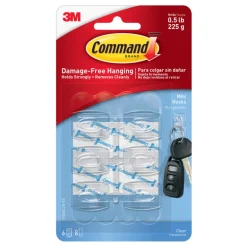 3M Command Clear Damage Free Hanging Mini Hook 0.5 lbs. Capacity, 11/8 L in. (Pack of 6)