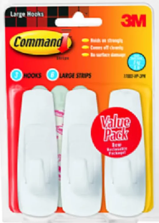 3M Command Large Plastic Hook 3-7/8 In. L 3 Pk