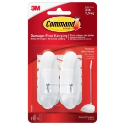 3M Command Medium Plastic Hook 3-1/8 in. L 2 pk (Pack of 4)