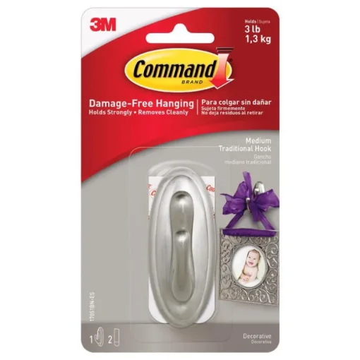 3M Command Medium Plastic Hook 3-1/8 in. L 1 pk (Pack of 4)