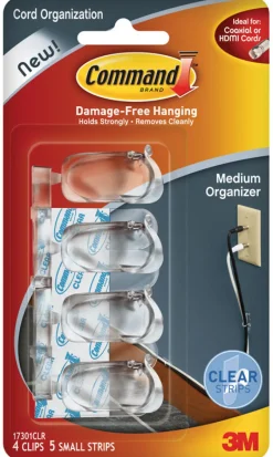 3M Command Medium Plastic Clip 1-1/4 in. L 4 pk