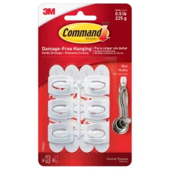 3M Command Mini Plastic Hook 11/8 in. L 6 pk
