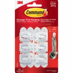 3M Command Mini Plastic Hook 11/8 in. L 6 pk