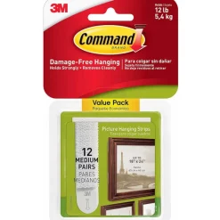 3M Command White Medium Picture Hanging Strips 12 lb 12 pk