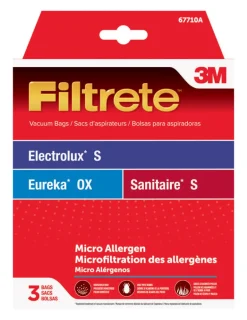3M Filtrete Vacuum Bag For Electrolux S/Eureka OX/Sanitaire S, Micro Allergen 3 pk