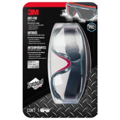 3M Scotchgard Anti-Fog Clear Lens Gray/Red Frame Modern/Sleek Safety Goggles
