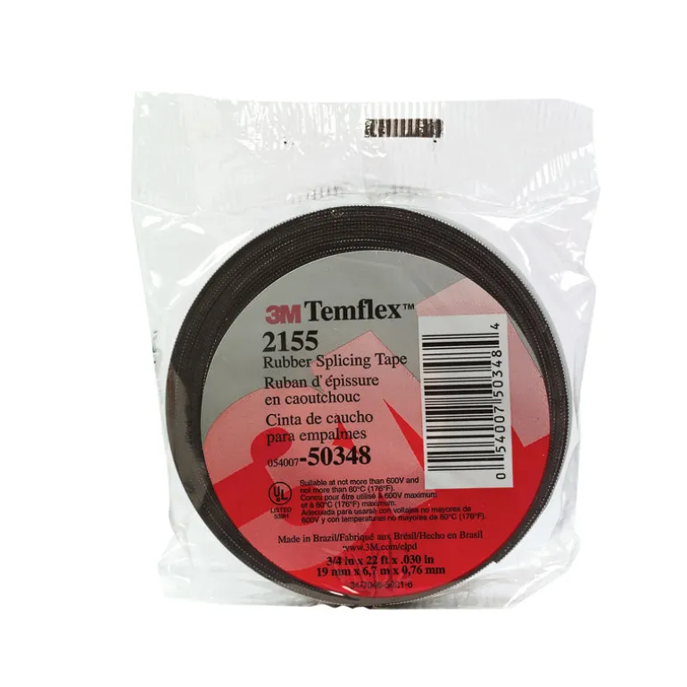 3M Temflex 3/4 in. W X 22 ft. L Black Rubber Splicing Tape