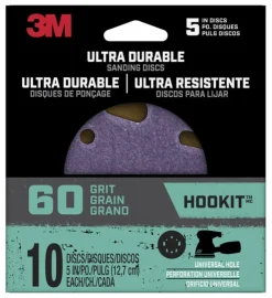 3M Ultra Durable 5 in. Ceramic Hook and Loop Sanding Disc 60 Grit 10 pk