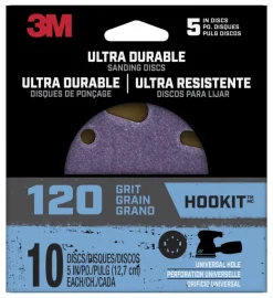 3M Ultra Durable 5 in. Ceramic Hook and Loop Sanding Disc 120 Grit 10 pk