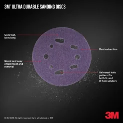 3M Ultra Durable 5 in. Ceramic Hook and Loop Sanding Disc 120 Grit 10 pk