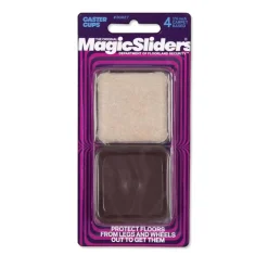 Magic Sliders Plastic Caster Cup Brown Square 1-3/4 in. W X 1-3/4 in. L 4 pk