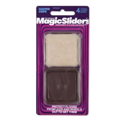 Magic Sliders Plastic Caster Cup Brown Square 1-3/4 in. W X 1-3/4 in. L 4 pk