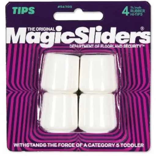 Magic Sliders Rubber Leg Tip White Round 7/8 in. W 4 pk